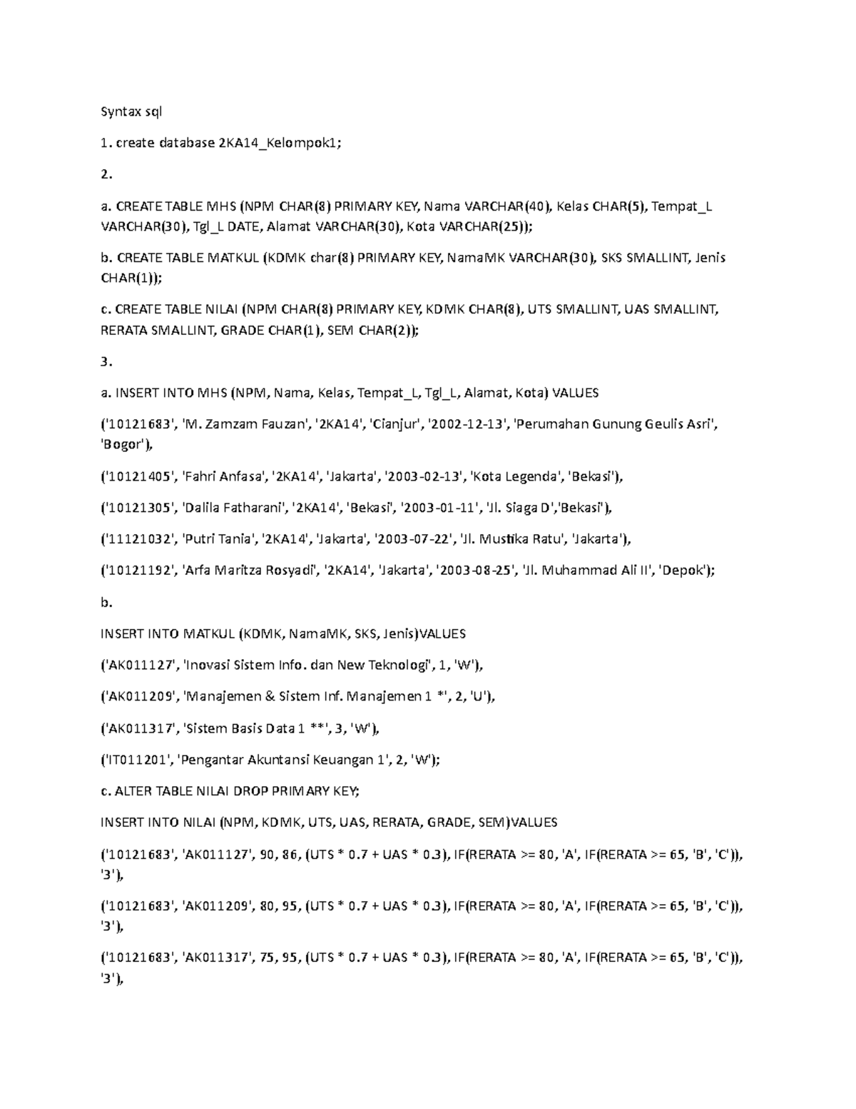 syntax-sql-kelompook-1-sistem-informasi-syntax-sql-create-database