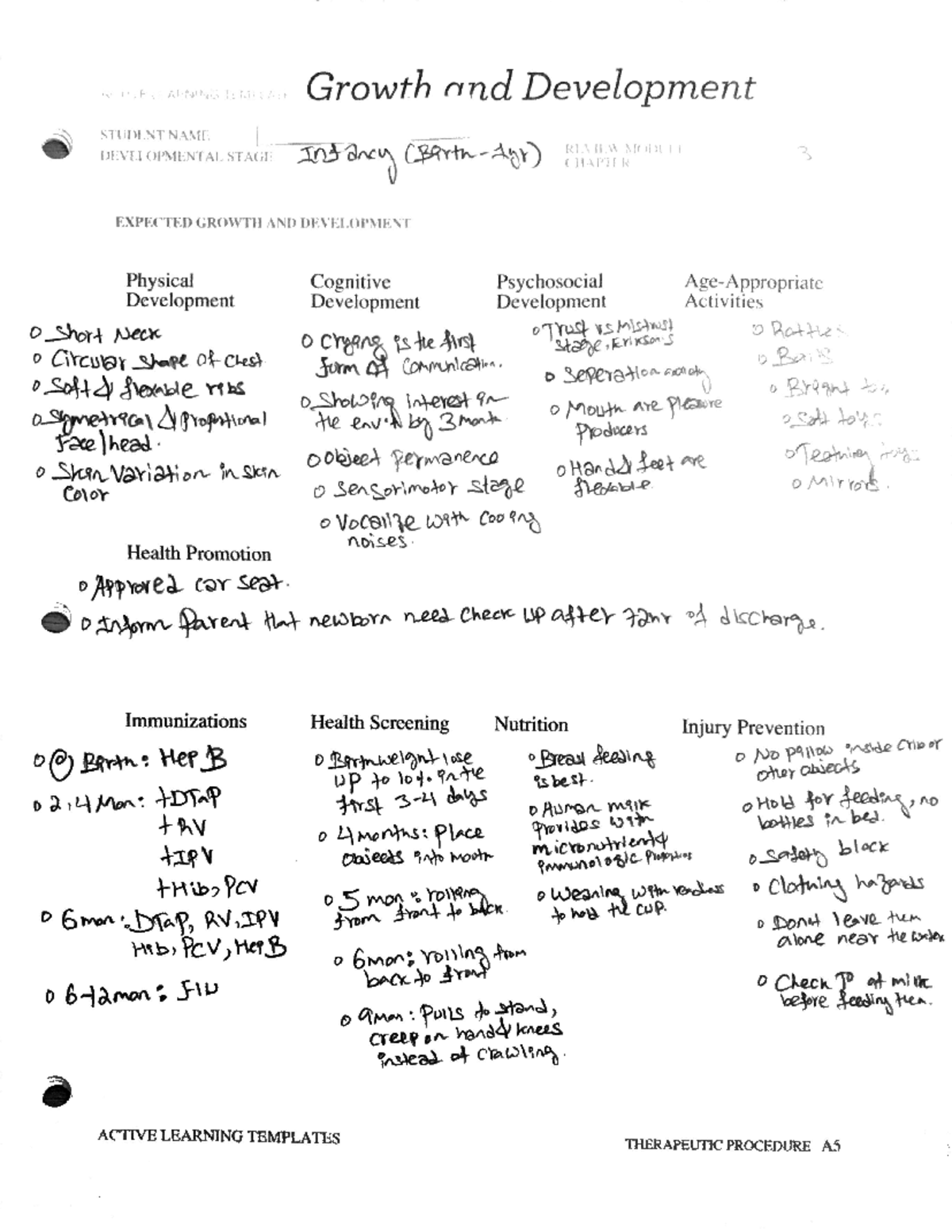 Infancy ati Template, Course work OB - NR-341 - Studocu