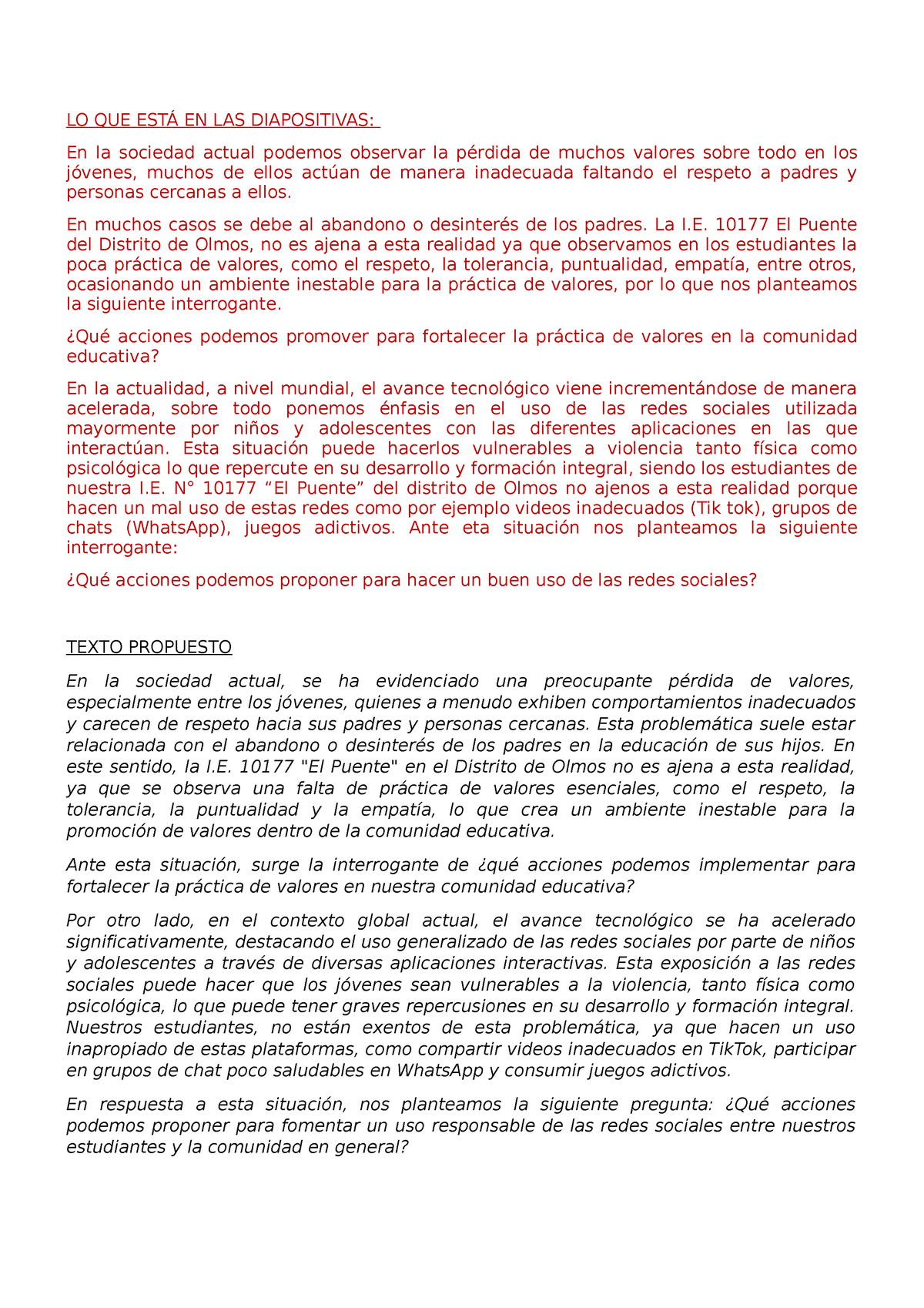 Situación 6ta Unidad - Lo Que EstÁ En Las Diapositivas: En La Sociedad 