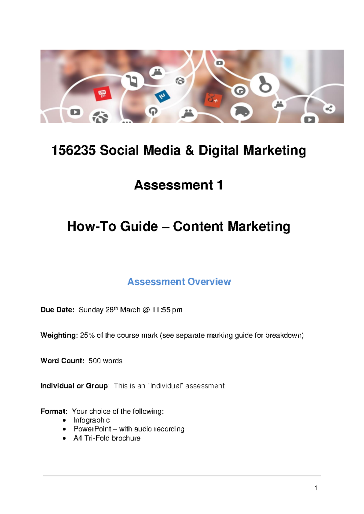 social media assessment assignment