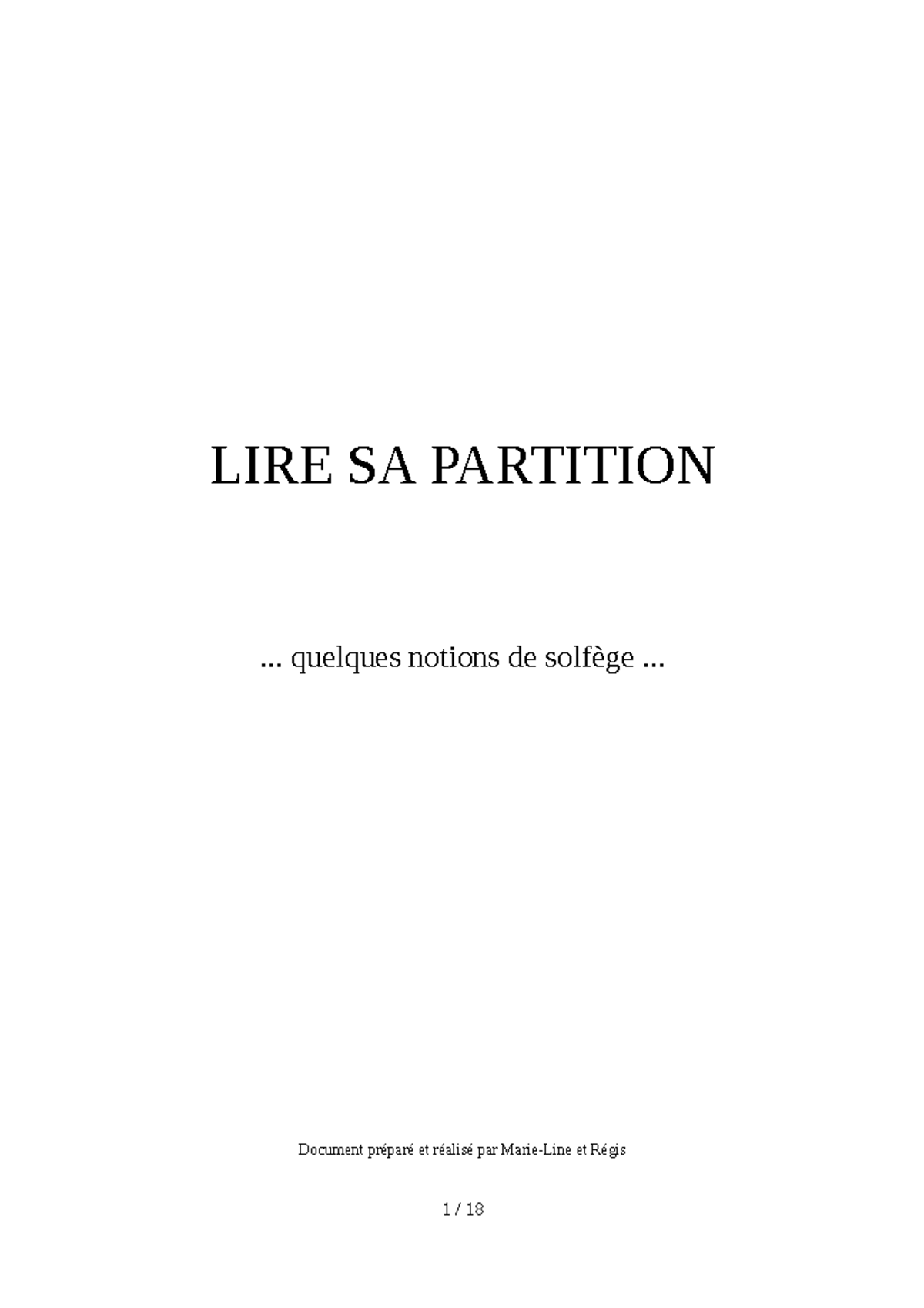 Lire sa partition Musique LIRE SA PARTITION quelques notions de