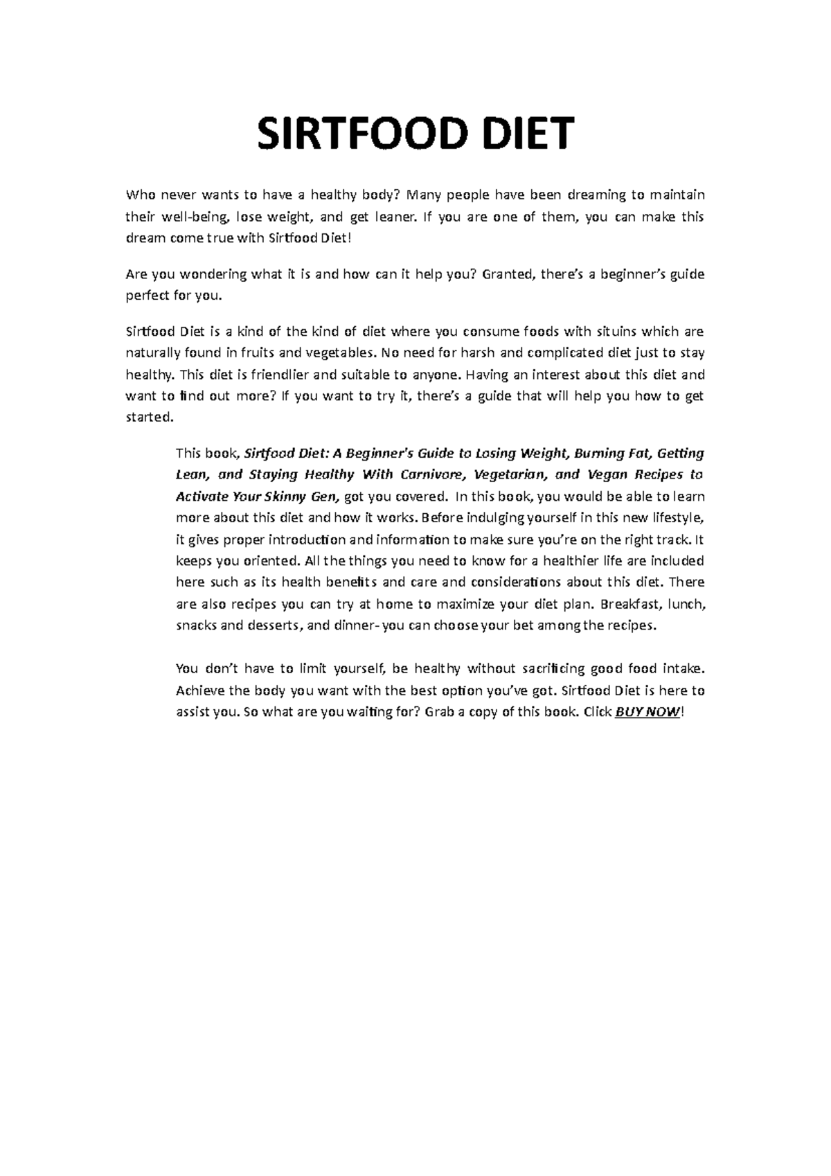 12181 Sirtfood DIET - Lecture notes 3 - SIRTFOOD DIET Who never wants ...