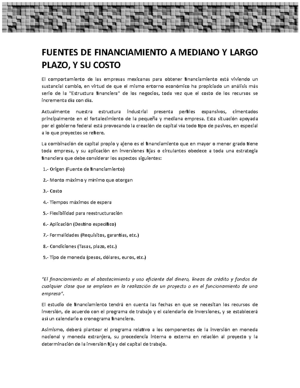 Fuentes De Financiamiento A Mediano Y Largo Plazo - FUENTES DE ...