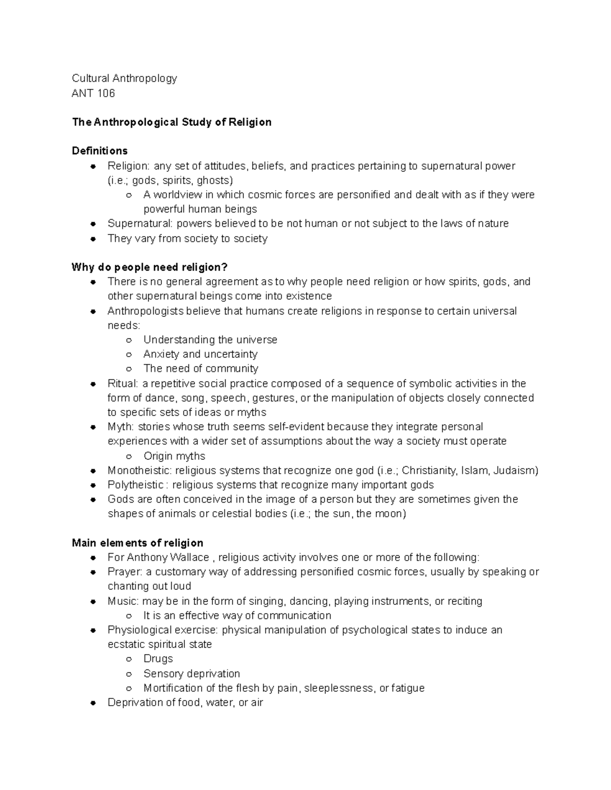 Anthro 10 - Cultural Anthropology ANT 106 The Anthropological Study of ...