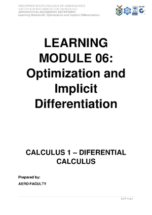 MATH 113(Aero) -Differential Calculus-midterm Module no 3 - INSTITUTE ...