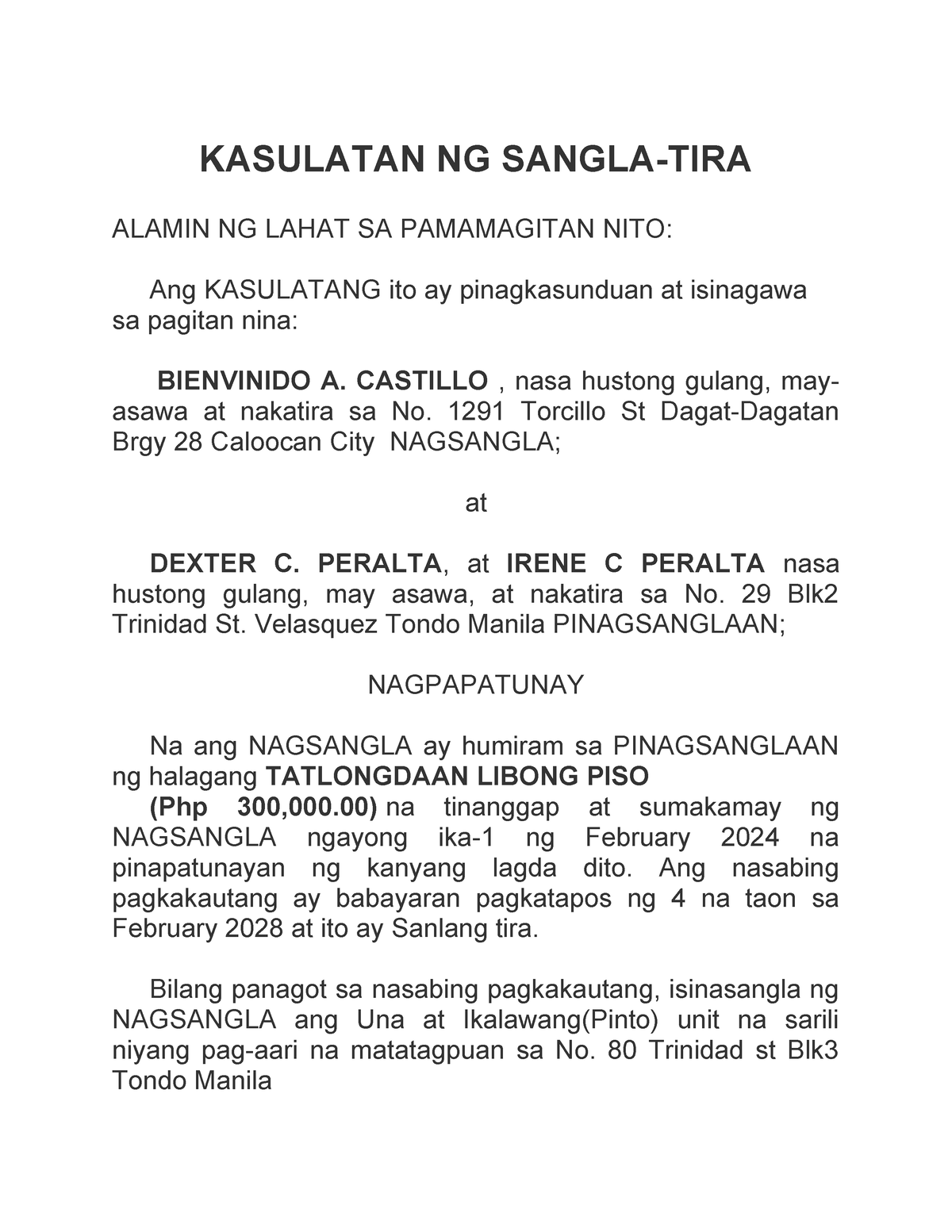 Kasulatan Ng Sangla Kasulatan Ng Sangla Tira Alamin Ng Lahat Sa Pamamagitan Nito Ang