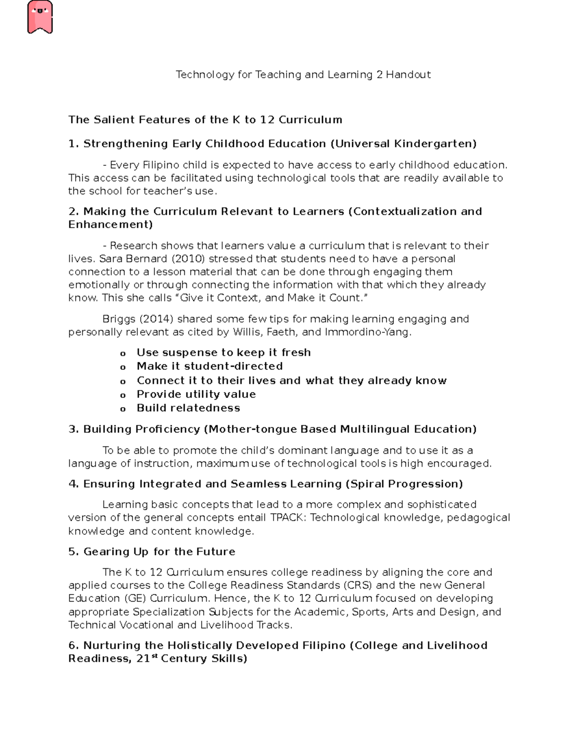 Technology for Teaching and Learning 2 Handout - This access can be ...