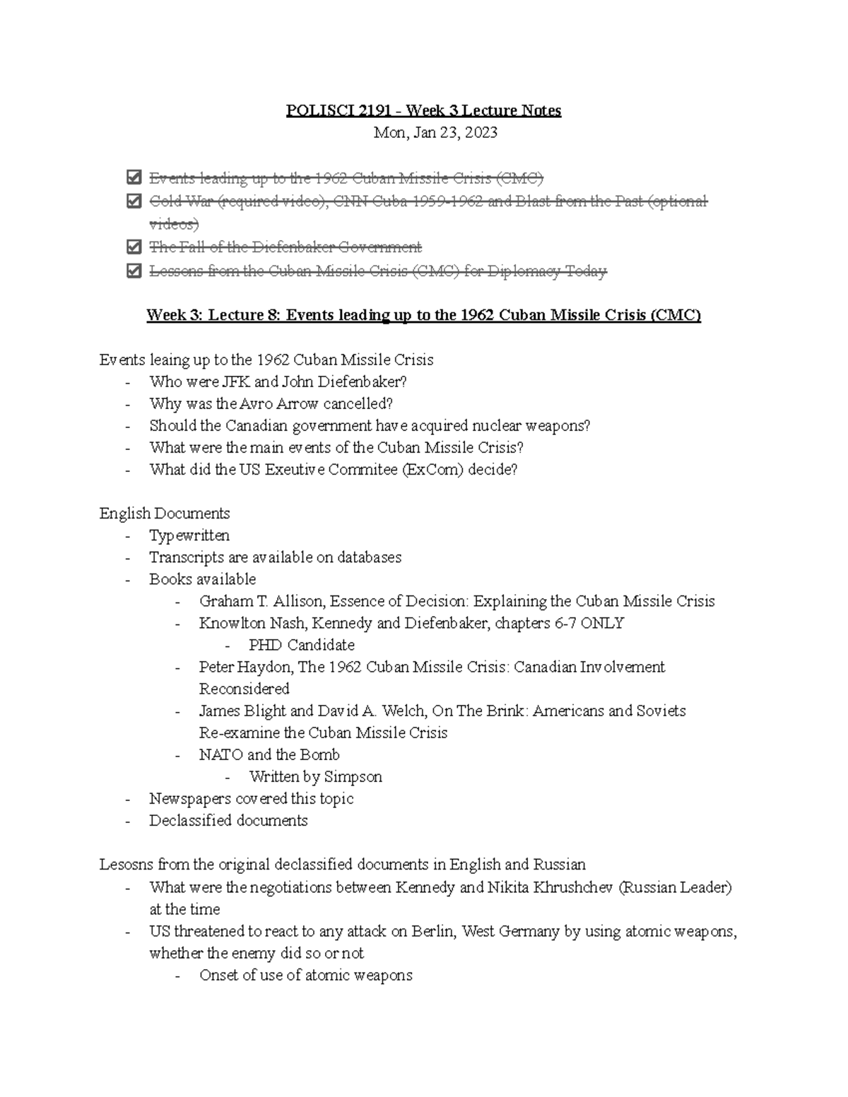 Polisci+2191+-+Week+3+Lecture+Notes - POLISCI 2191 - Week 3 Lecture ...