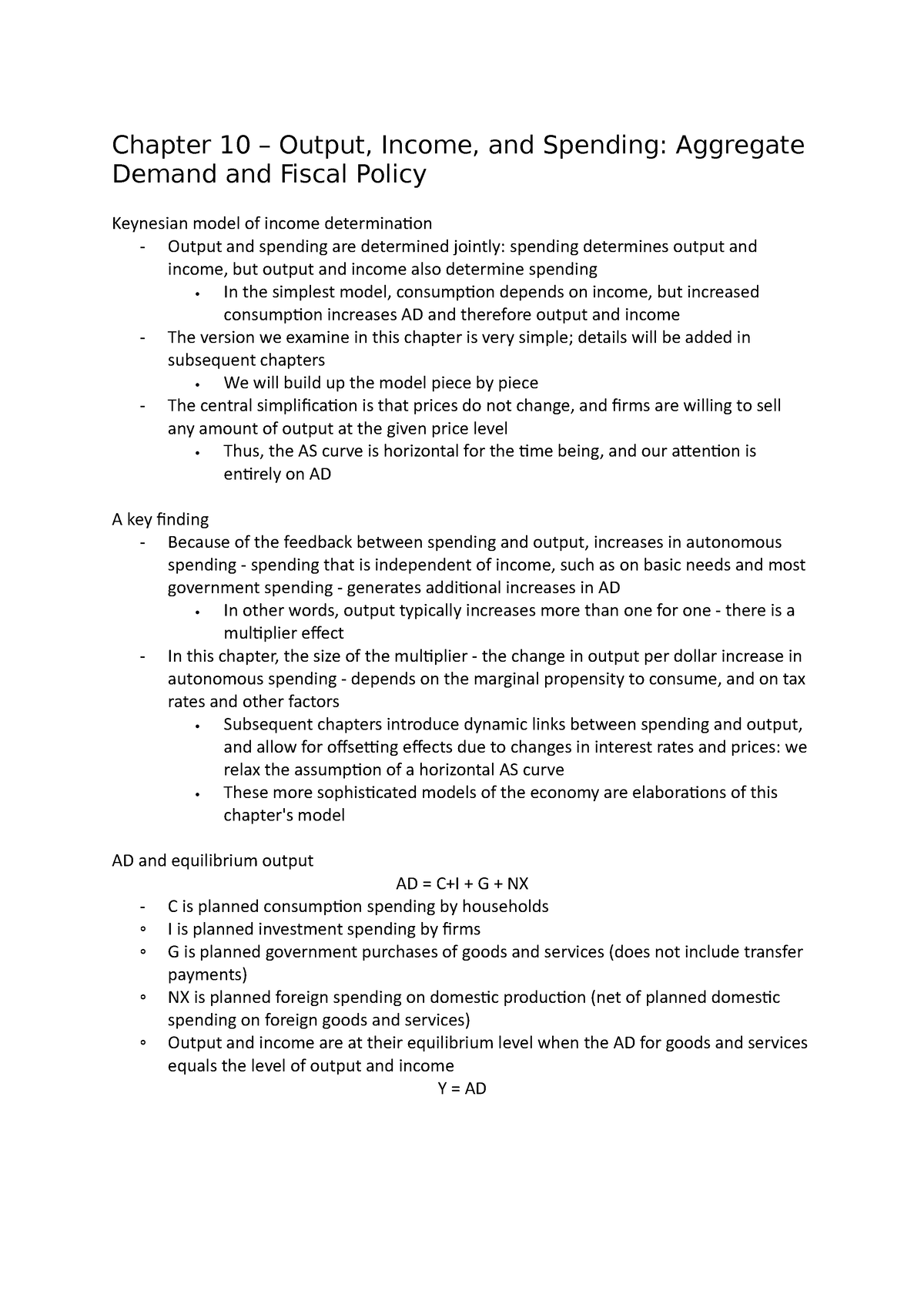 Chapter 10 Output Income And Spending Aggregate Demand And Fiscal Policy Fiscal Policies 