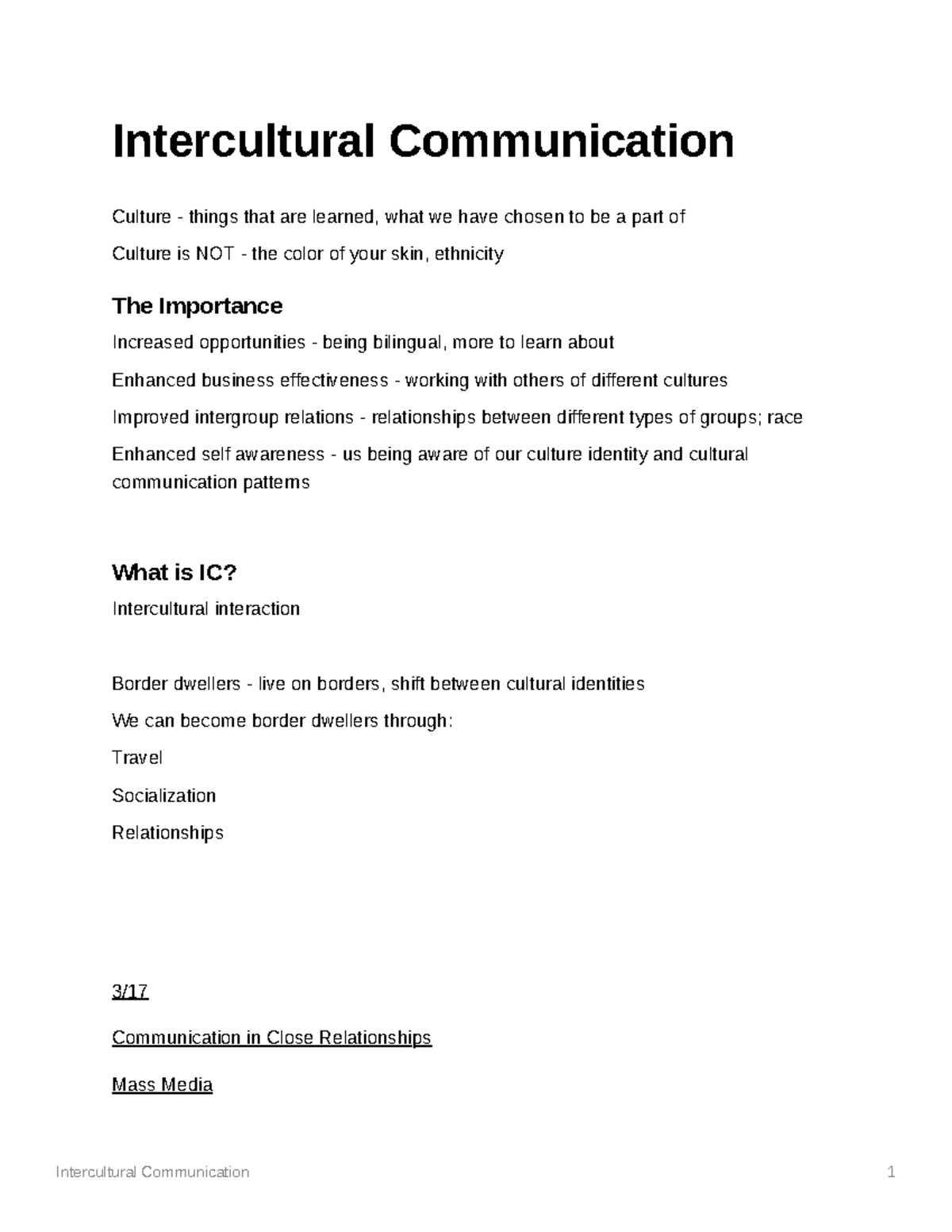 intercultural communication thesis statement