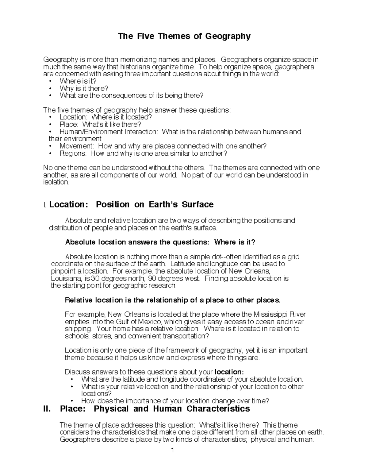 5 themes of geography absolute location