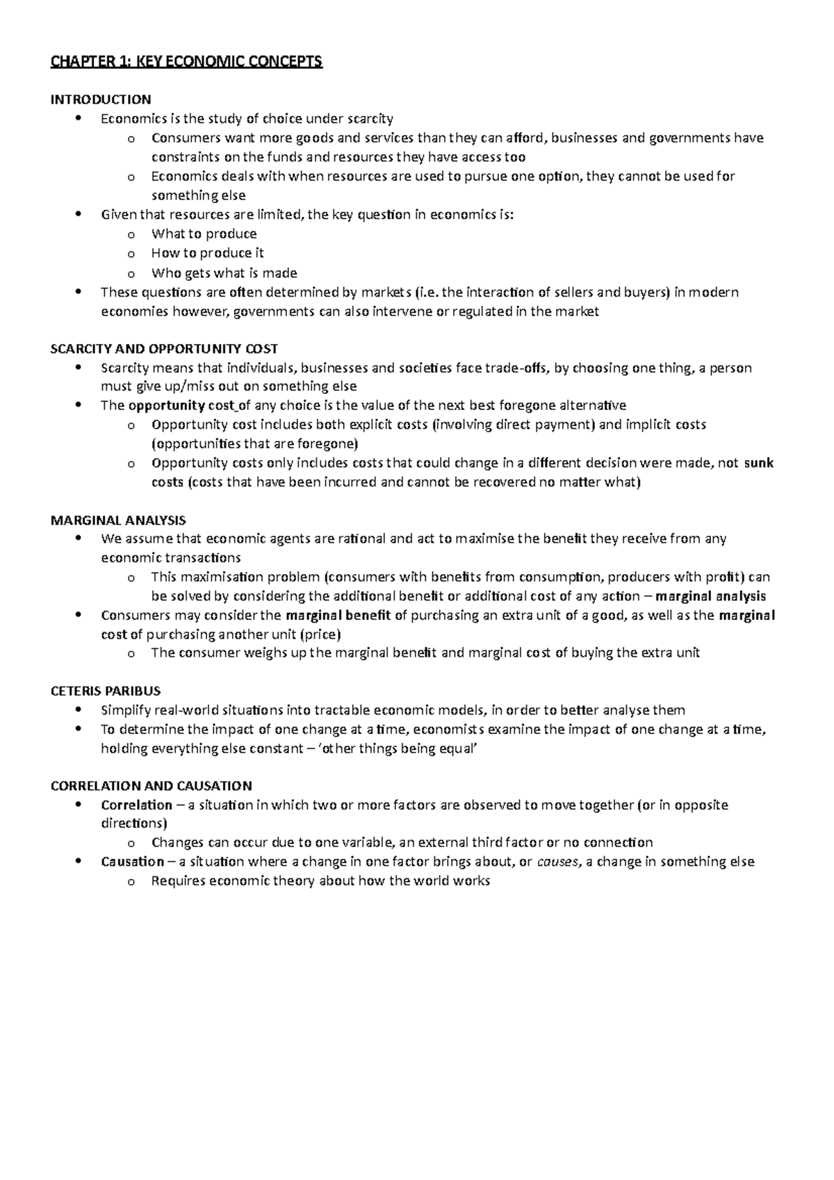 Midsem Notes - CHAPTER 1: KEY ECONOMIC CONCEPTS INTRODUCTION Economics ...