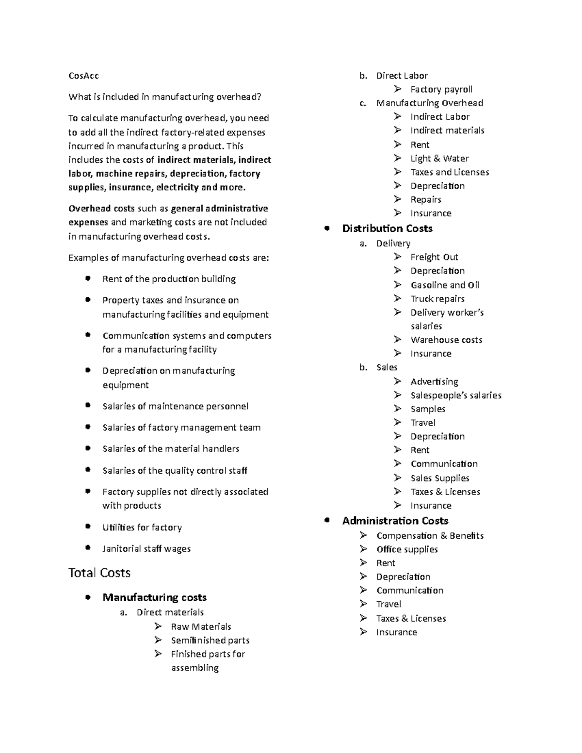 Cosacc Reviewer - CosAcc What is included in manufacturing overhead? To ...