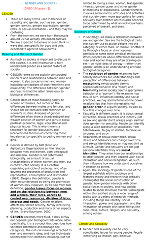 Gender AND Society 1 - Course Code And Title: GEEL – Gender and Society ...