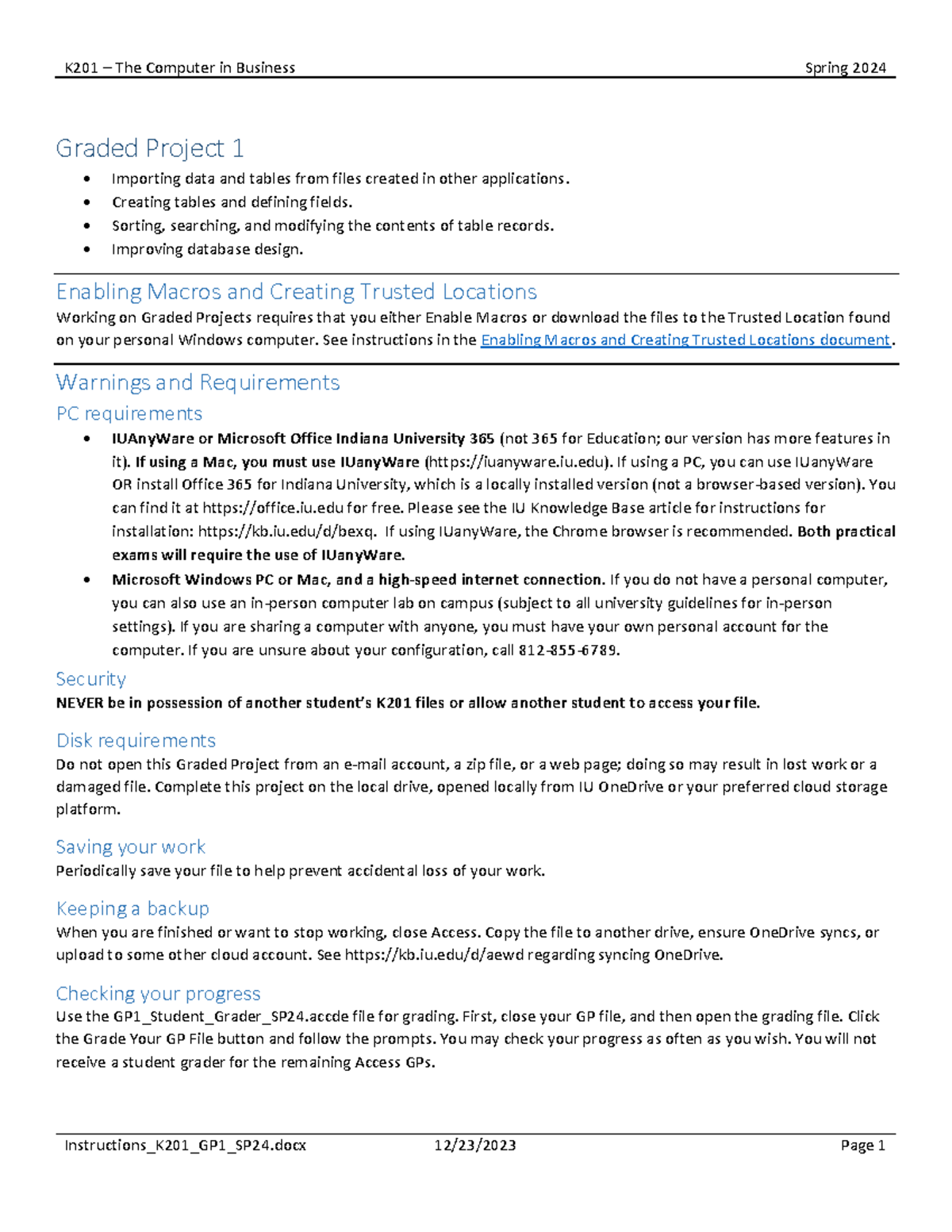 Instructions K201 GP1 SP24 - Graded Project 1 Importing Data And Tables ...