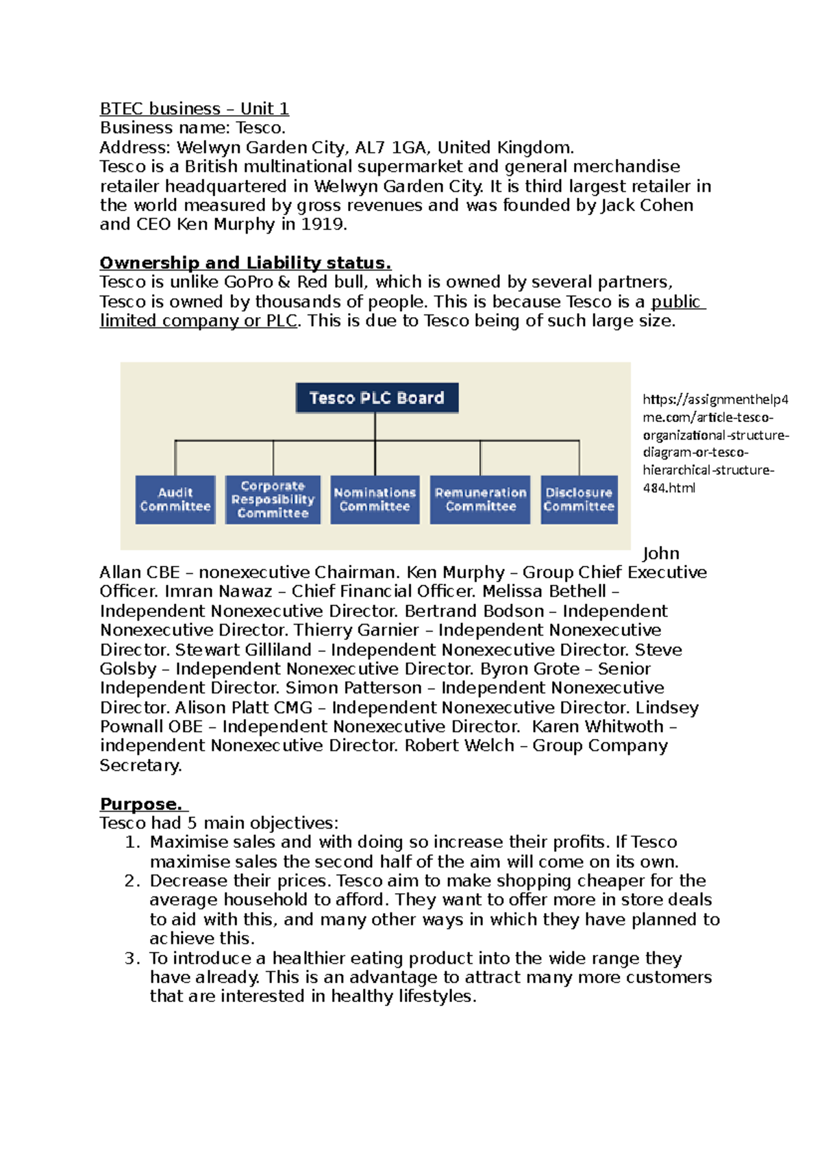 Business Coursework A and B - BTEC business – Unit 1 Business name ...