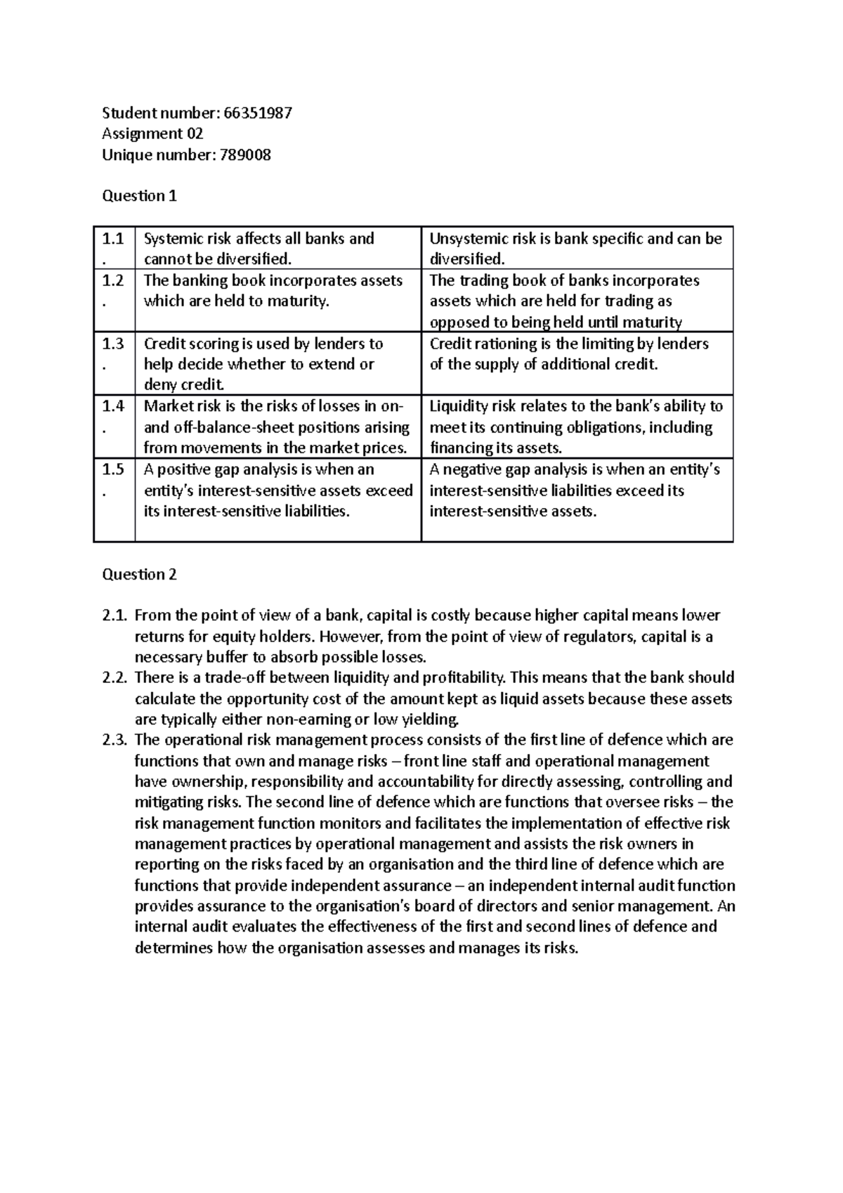 Student number - 1st semester - Student number: 66351987 Assignment 02 ...