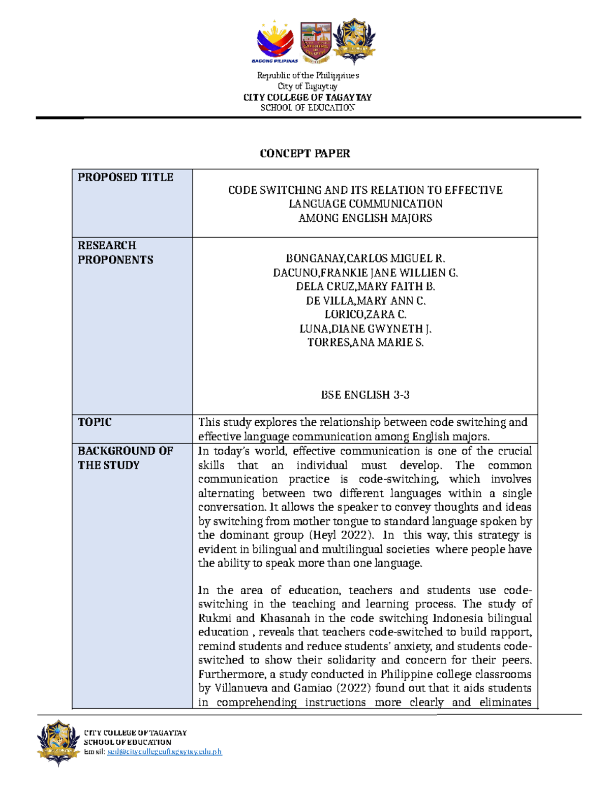 CODE Switching AND ITS Relation TO Effective - Republic of the ...