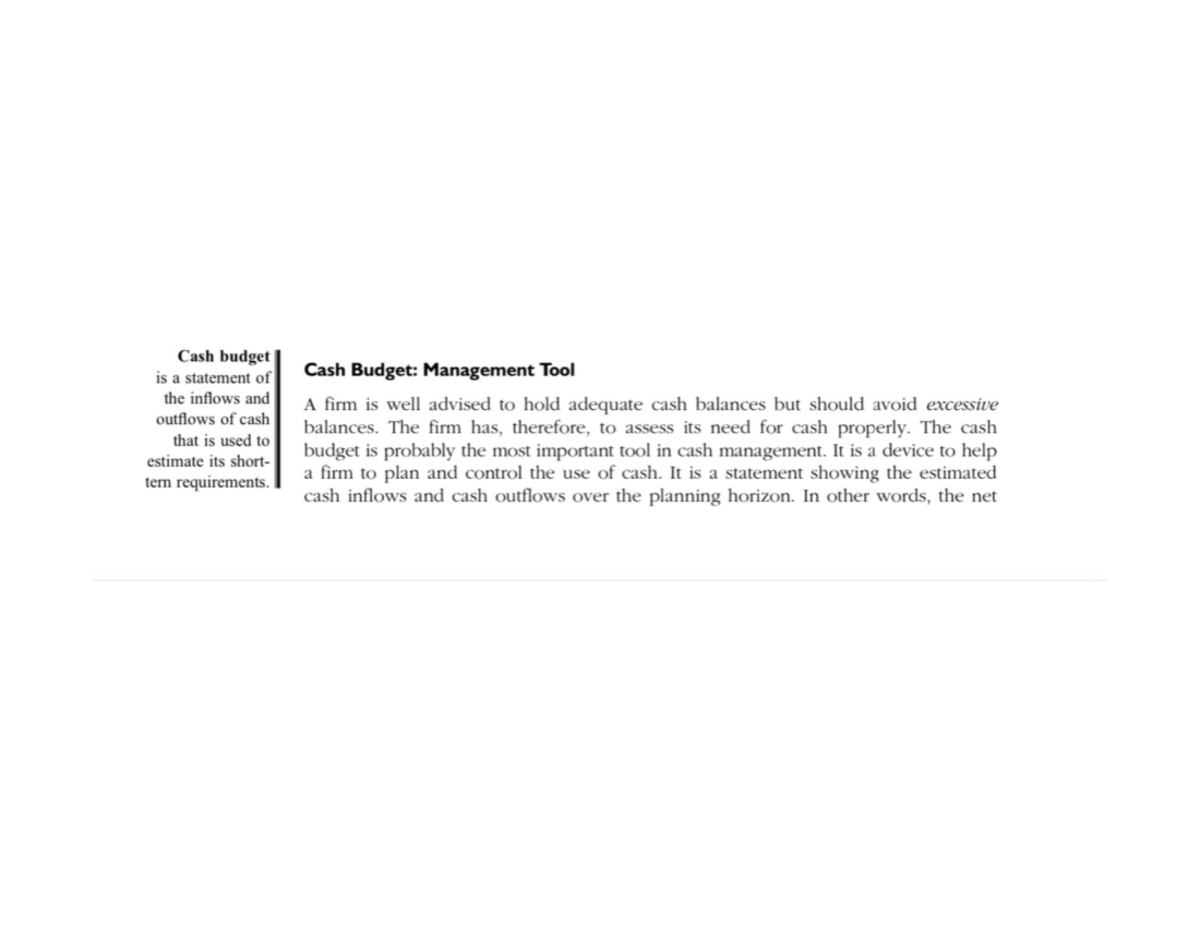 Cash Budget-Management Tool - Financial Management - Studocu