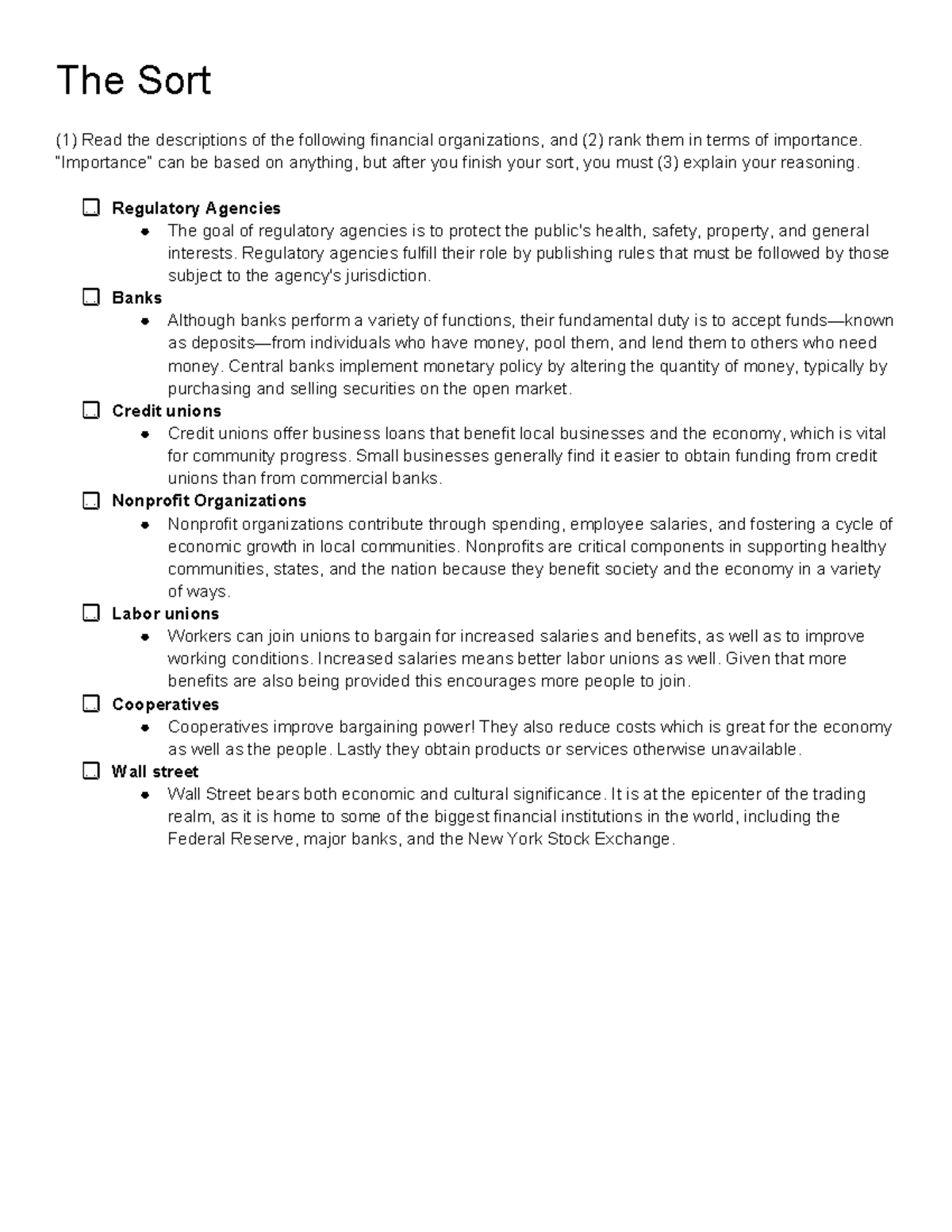 10-The Sort - very informative - The Sort (1) Read the descriptions of ...