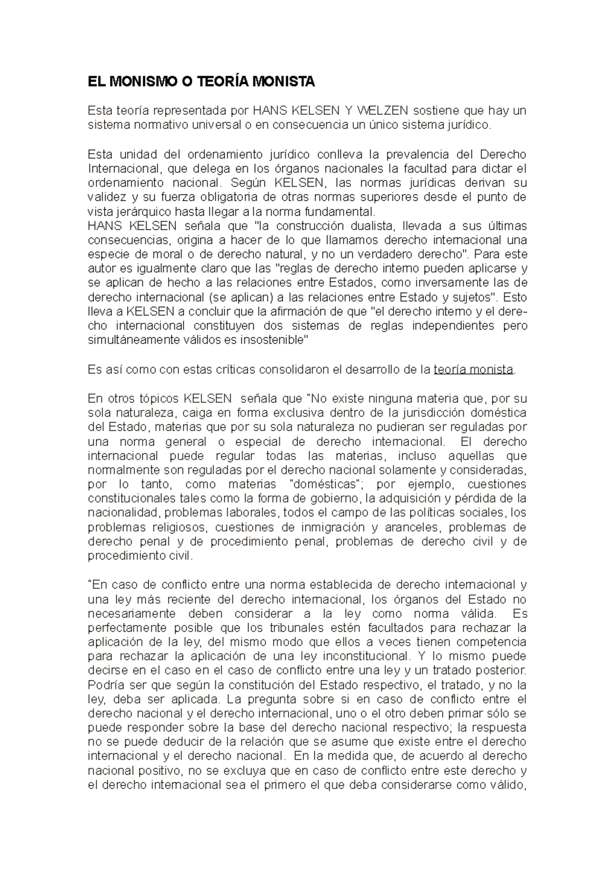 282625218 El Monismo o Teoria Monista - EL MONISMO O TEORÍA MONISTA ...