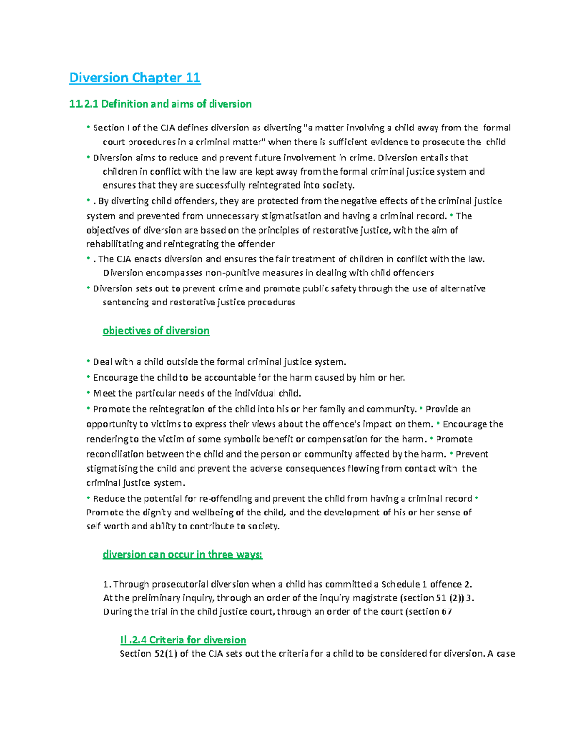 Diversion Chapter 11 notes Diversion Chapter 11 11.2 Definition and