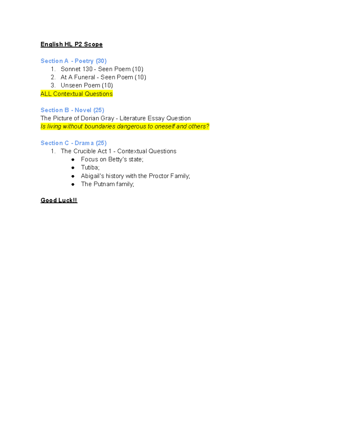 English HL P2 Scope - language - English HL P2 Scope Section A - Poetry ...