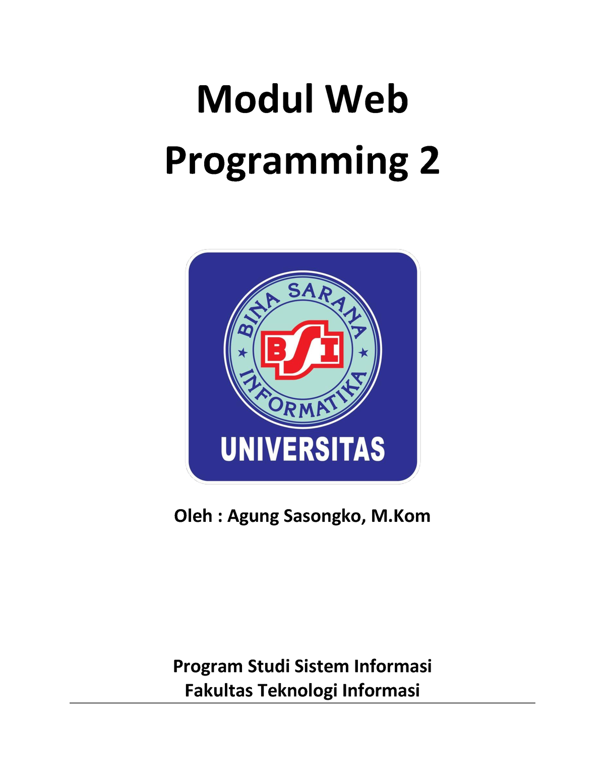 Module-web2 - Pemrograman Web - Modul Web Programming 2 Oleh : Agung ...