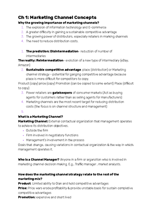 Chapter 2 The Channel Participants - Marketing Channel: the external ...
