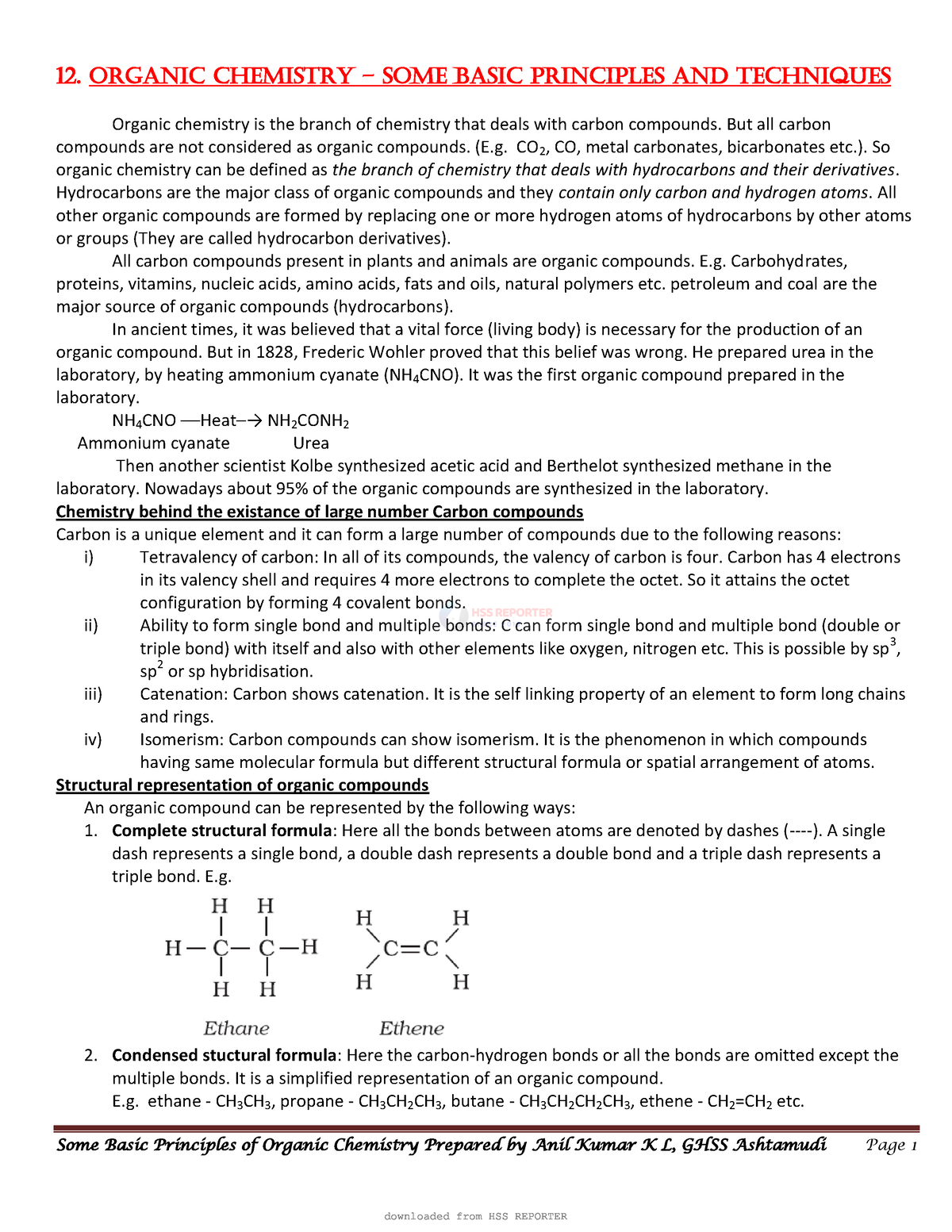 Plus One Chemistry 12-Organic Chemistry - Some Basic Concepts - Some ...