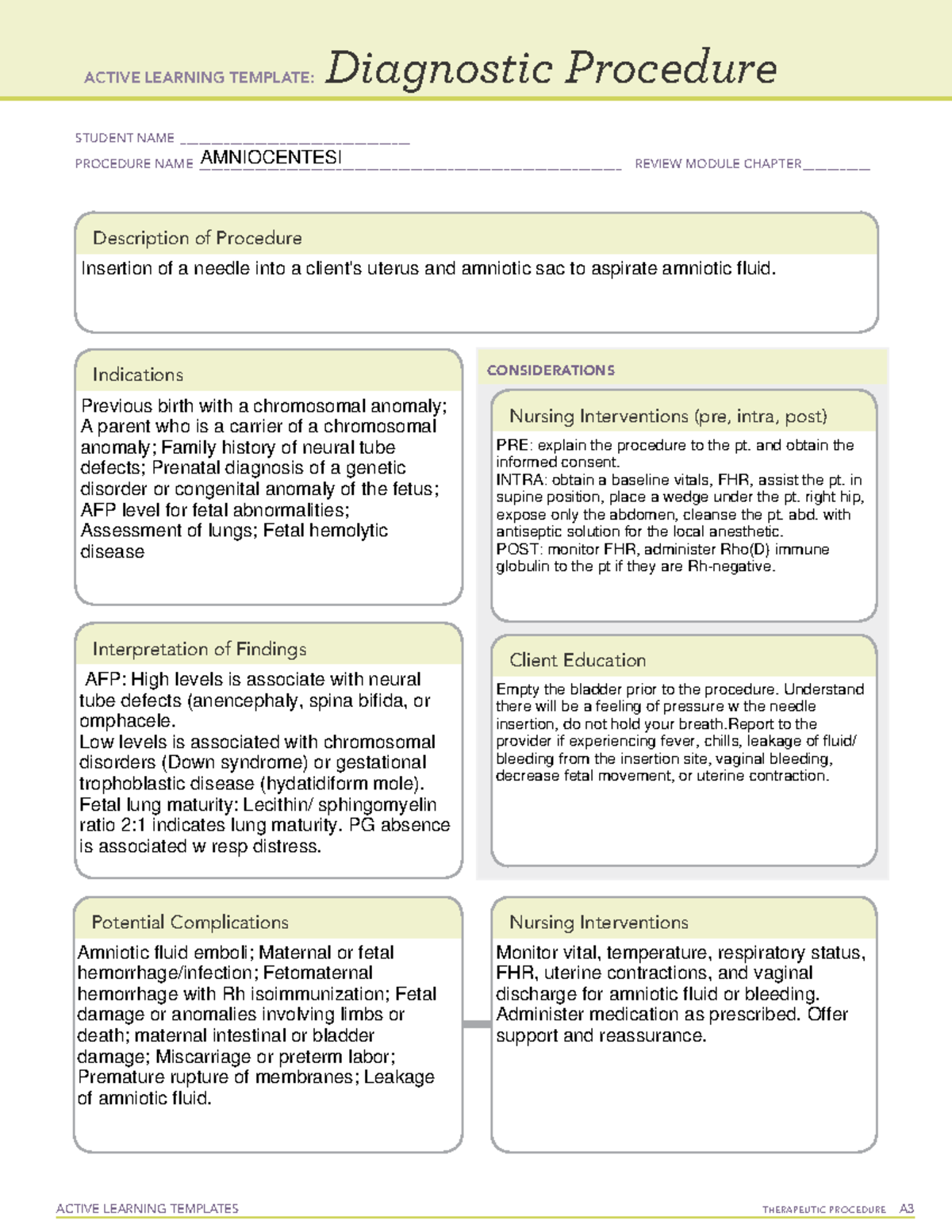 Active Learning Template Diag Proc Amniocentesi - ACTIVE LEARNING ...