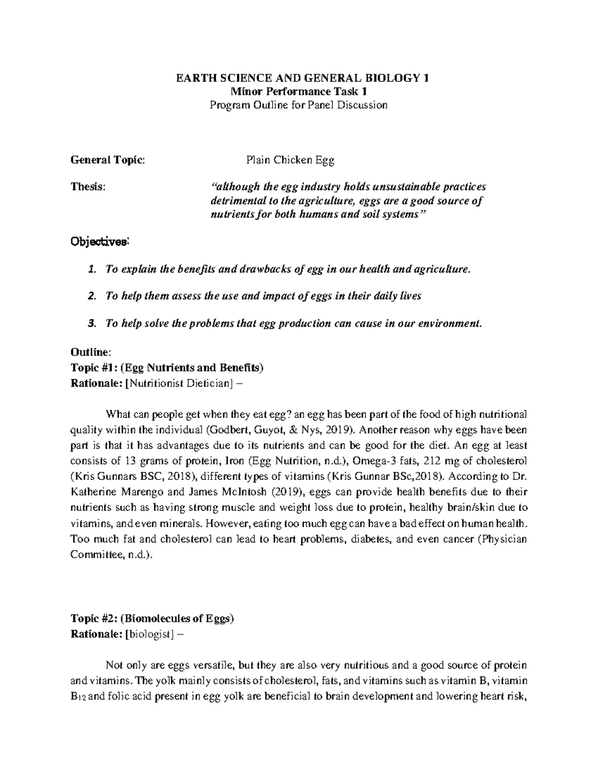 Assignment ideas and answers - EARTH SCIENCE AND GENERAL BIOLOGY 1 ...