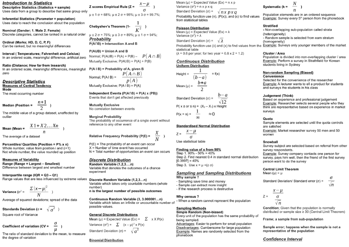 Stats-cheat-sheet - N/A - 026134 - Studocu