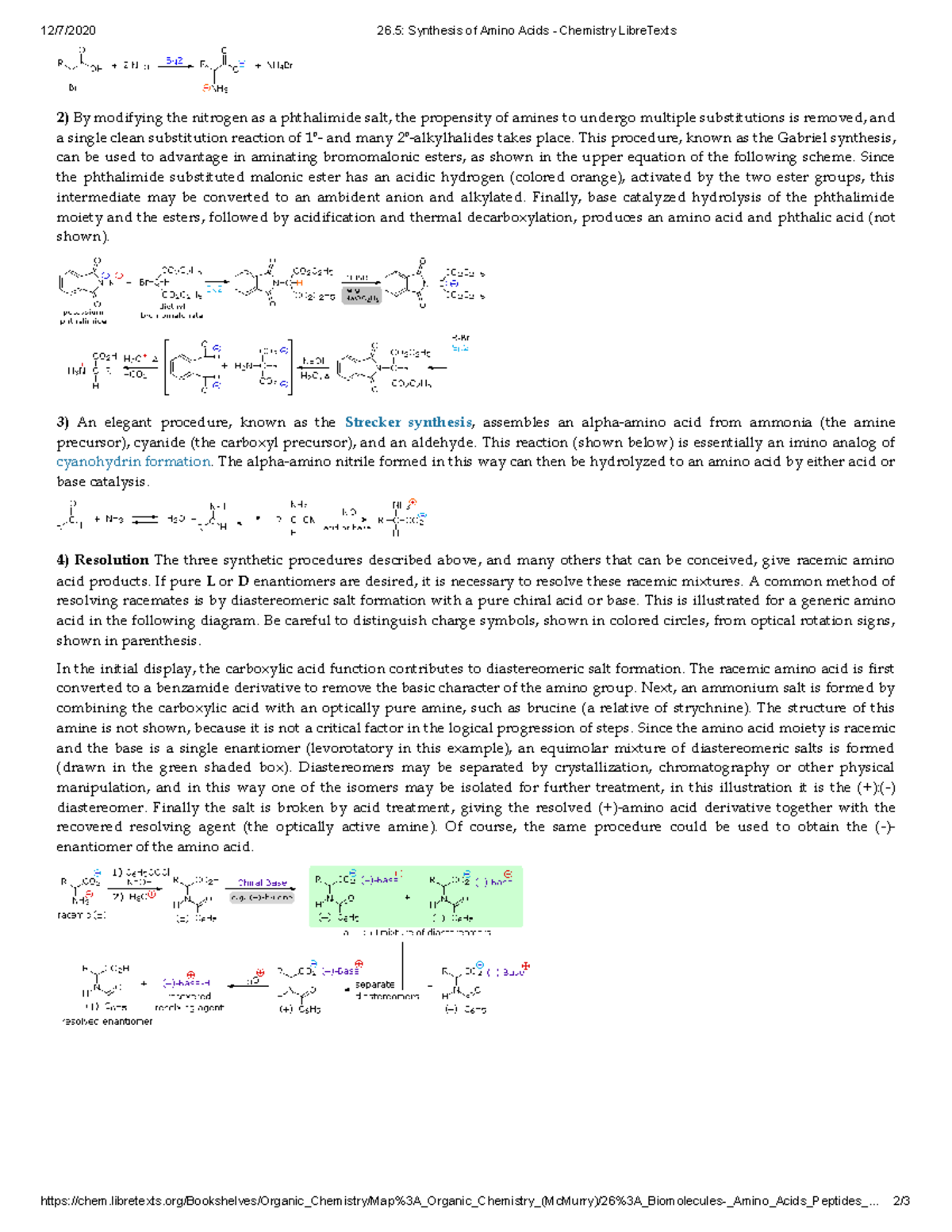 Amino Acid Class 4 - 12/7/2020 26: Synthesis of Amino Acids - Chemistry ...