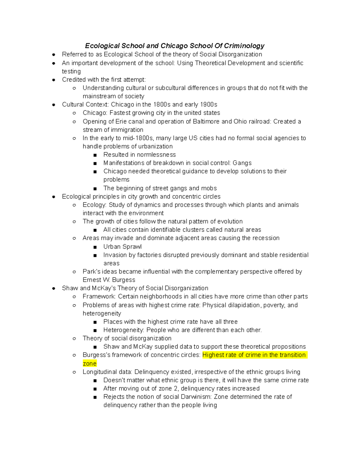 Chapter 9 Criminology - Ecological School And Chicago School Of ...