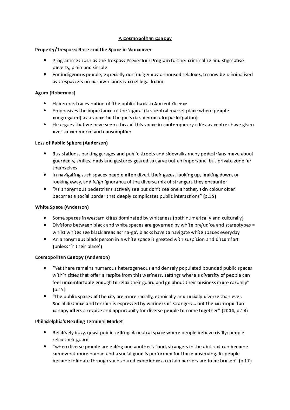 A Cosmopolitan Canopy Notes from the lecture A Cosmopolitan Canopy