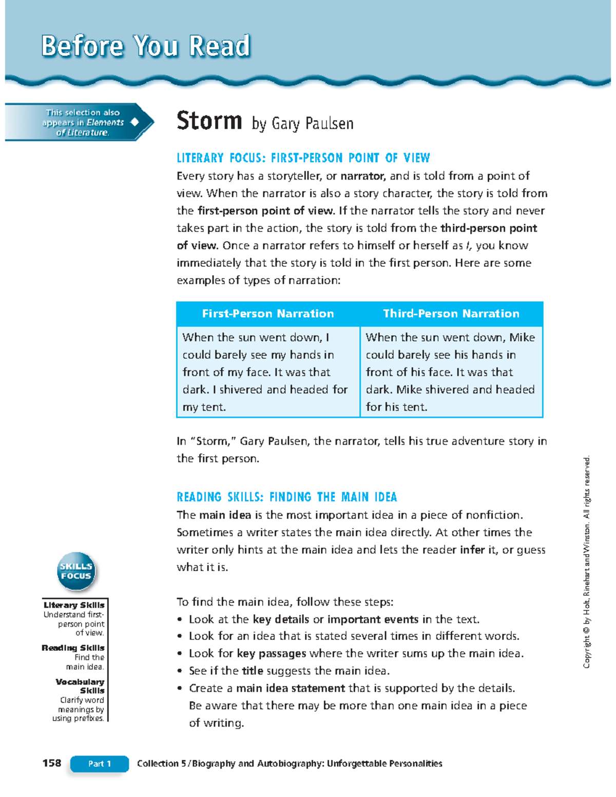 Storm Guided Reading Packet - 158 Part 1 Collection 5 / Biography and ...