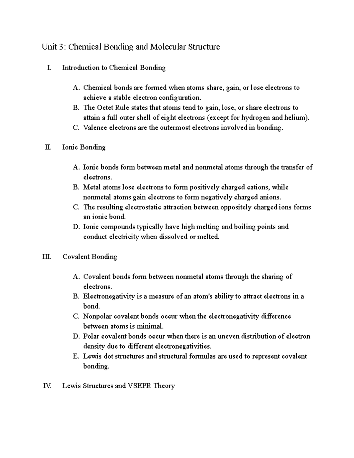 AP Chem- Molecular and Ionic Compound Structures and Properties Notes ...