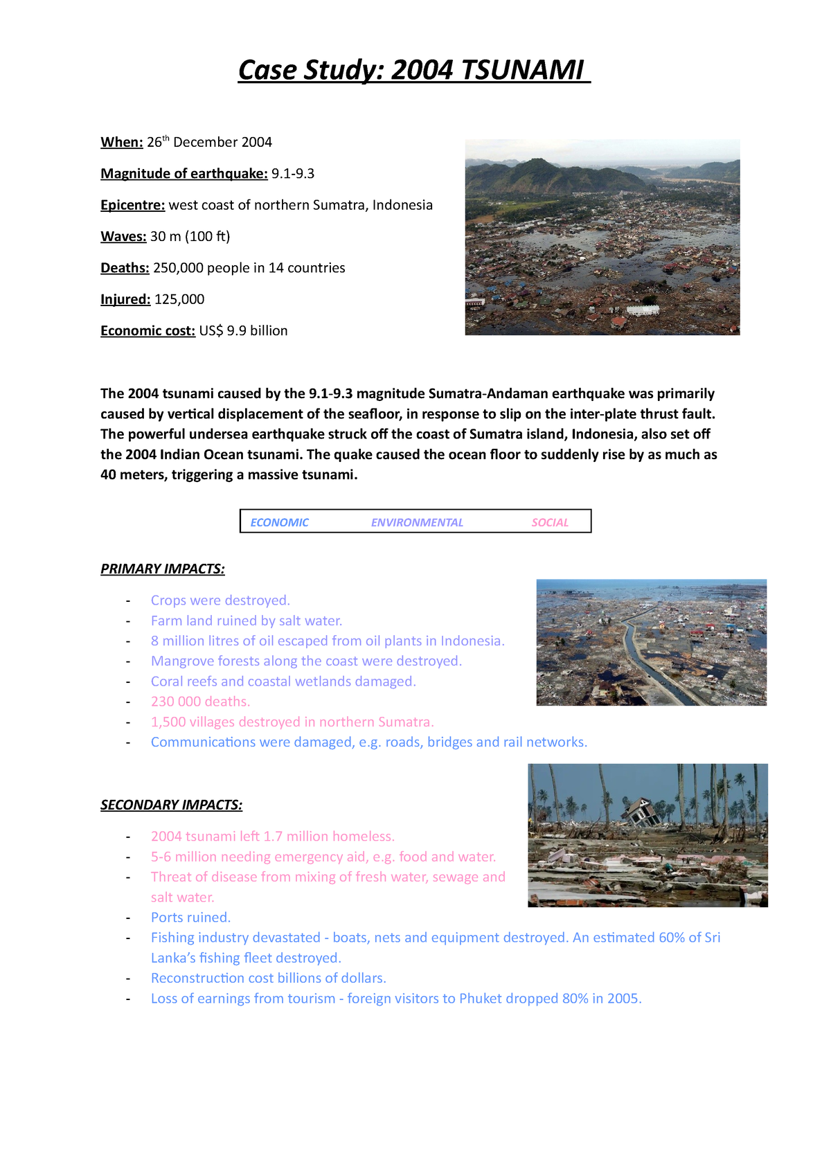 a level geography tsunami case study