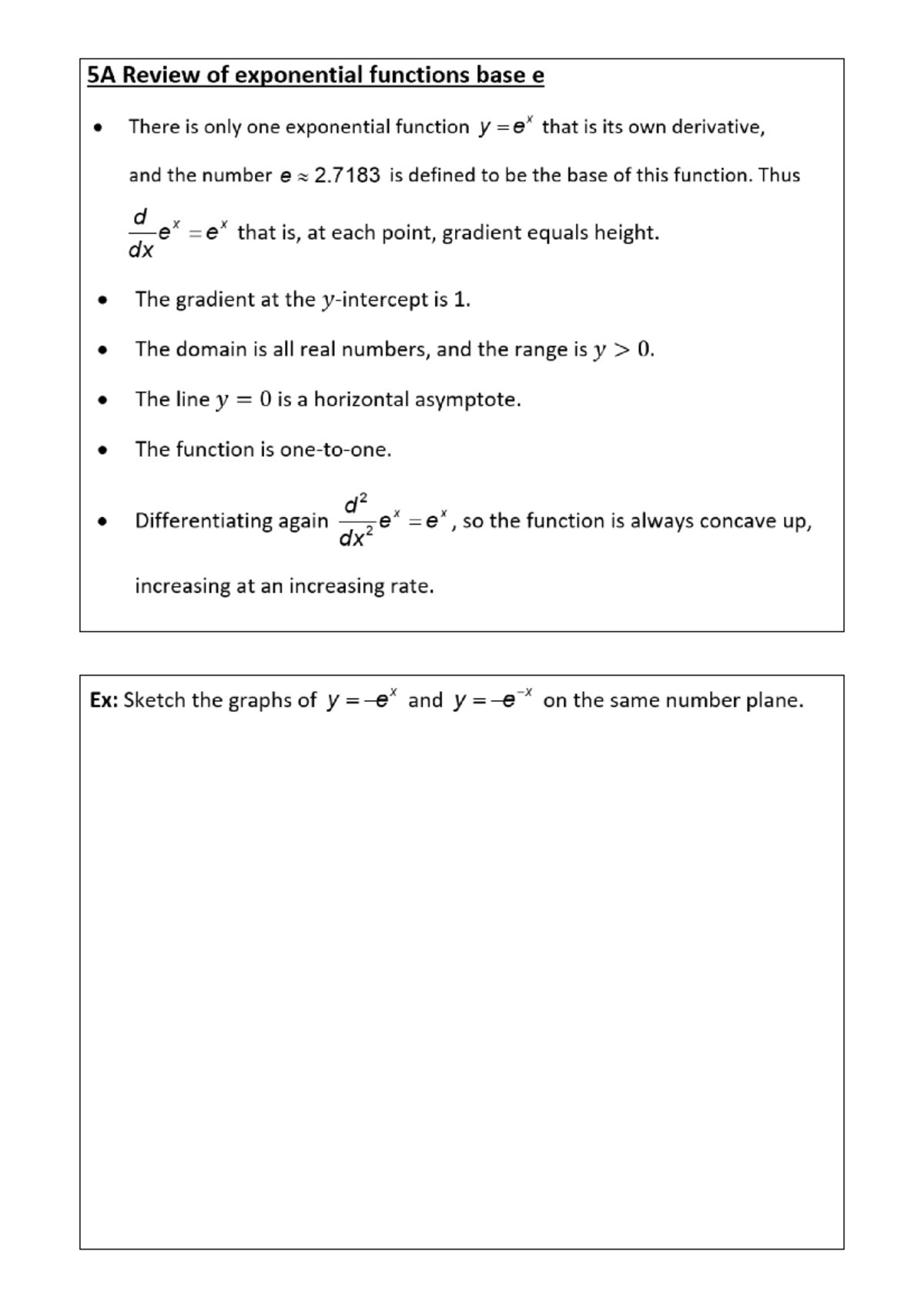 5A Review of exponential functions base e - Studocu