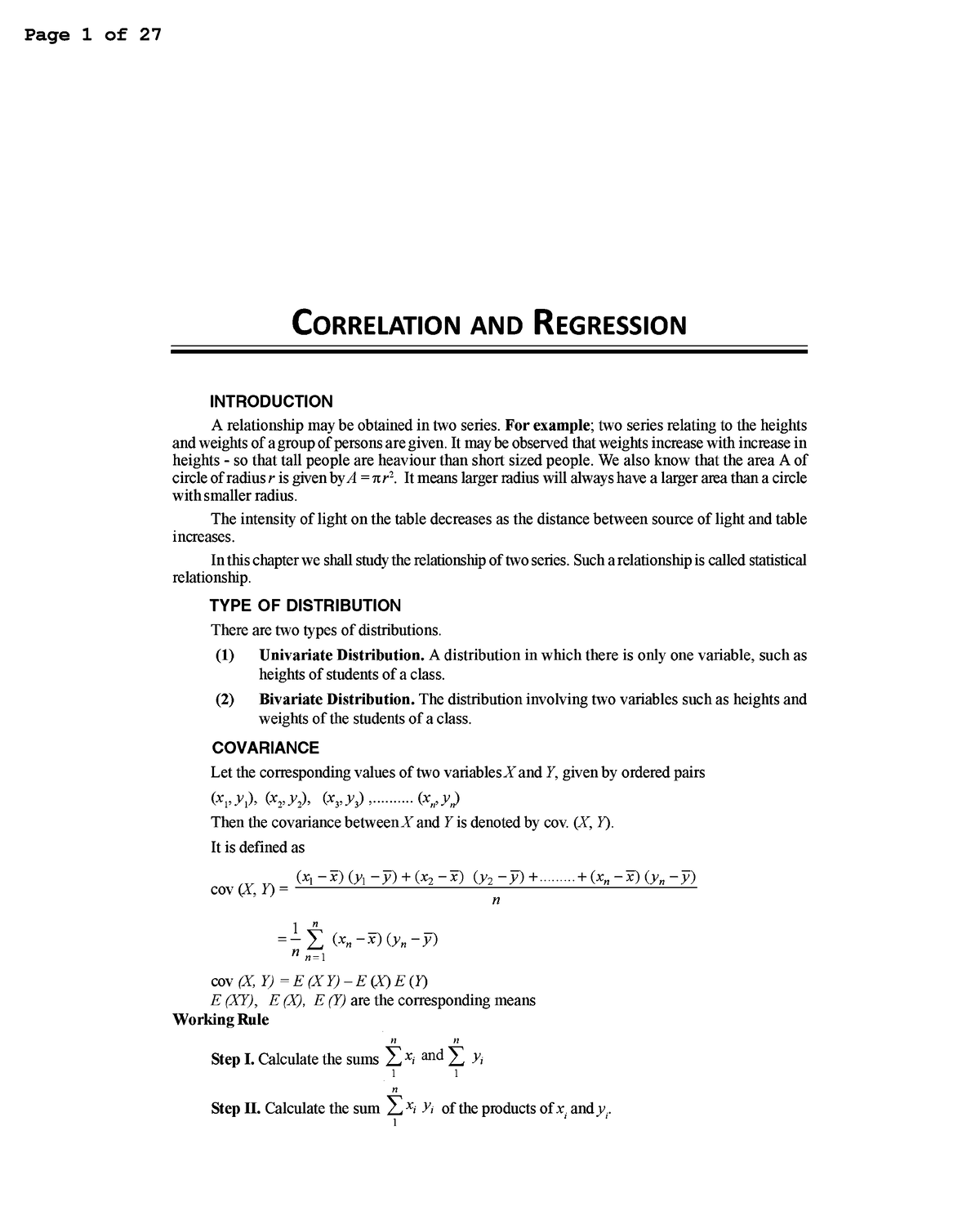 Correlation And Regression Final Notes - Probability And Statistics ...