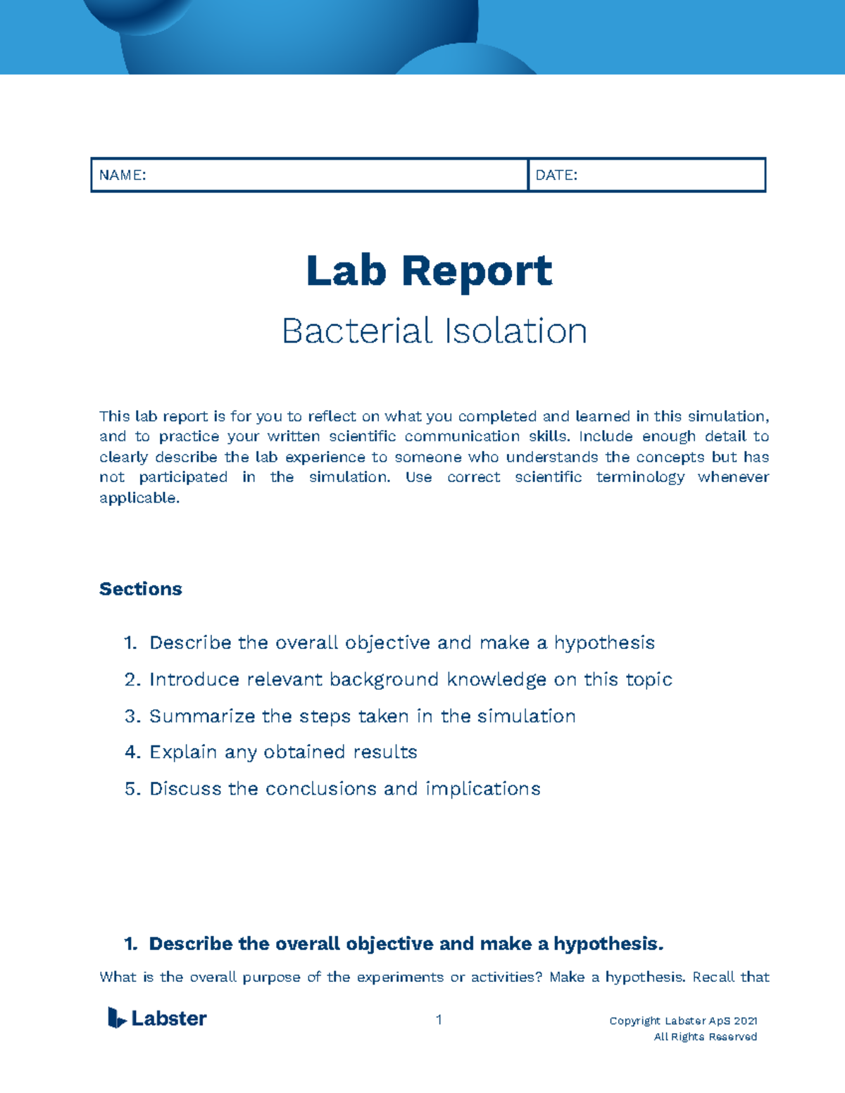 Lab Report Bacterial Isolation Updated - NAME: DATE: Lab Report ...