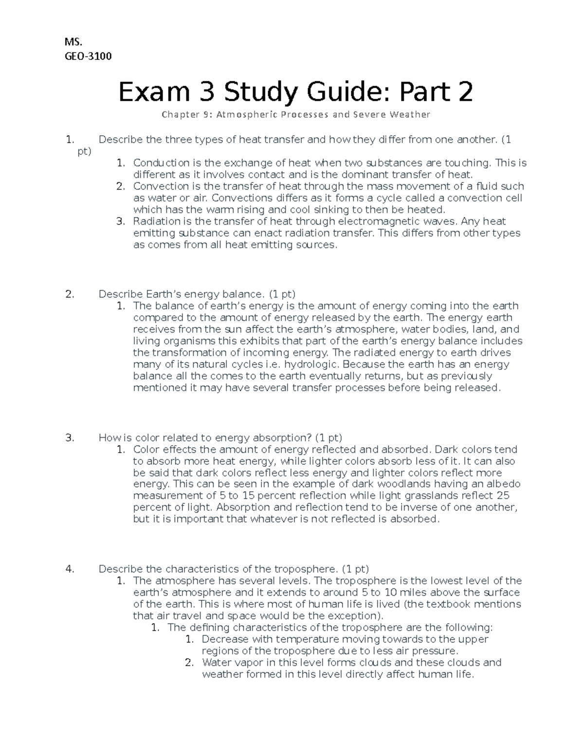 Study Guide Chapter 9 - GEO- Exam 3 Study Guide: Part 2 Chapter 9 ...