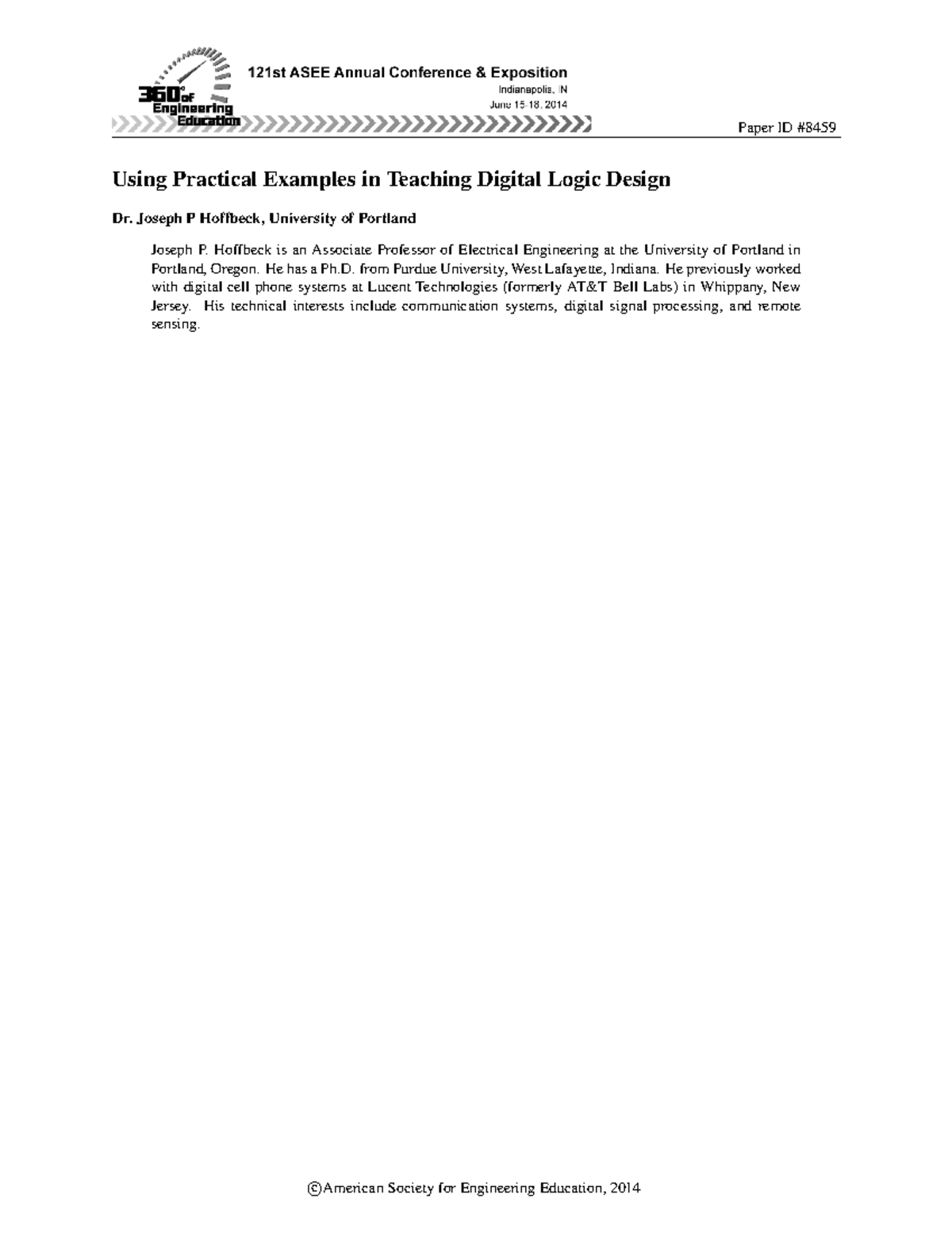 Introduction to Digital Logic Dwsign - Paper ID # Using Practical ...
