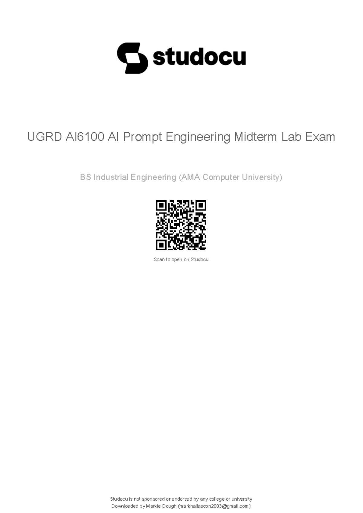 UGRD AI6100 AI Prompt Engineering Midterm Lab Exam - - Studocu