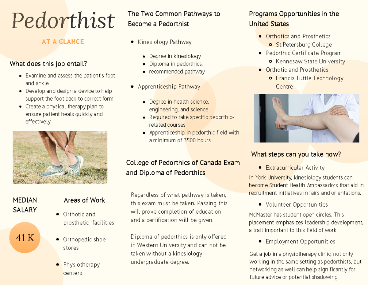 Pedorthist Brochure for - Pedorthist AT A GLANCE What does this job ...