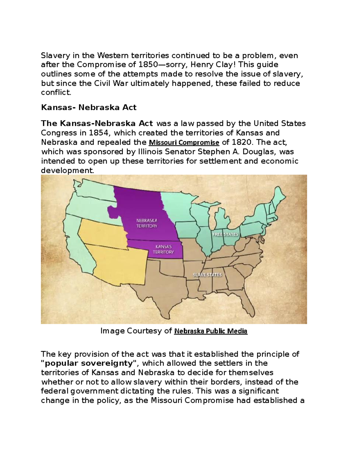 5.6 Failure Of Compromise - Slavery In The Western Territories ...