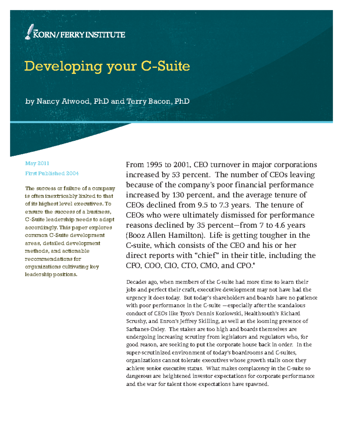 Developing Your C-Suite - Developing your C-Suite by Nancy Atwood, PhD ...
