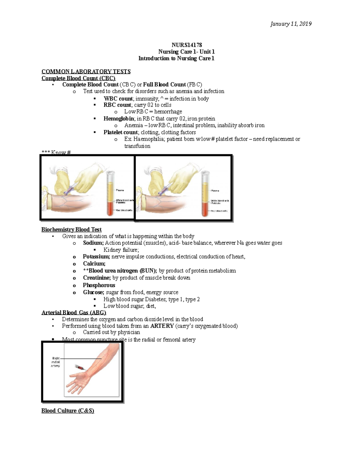 NURS14178- WEEK 1 - Lecture notes 1 - NURS Nursing Care 1- Unit 1 ...