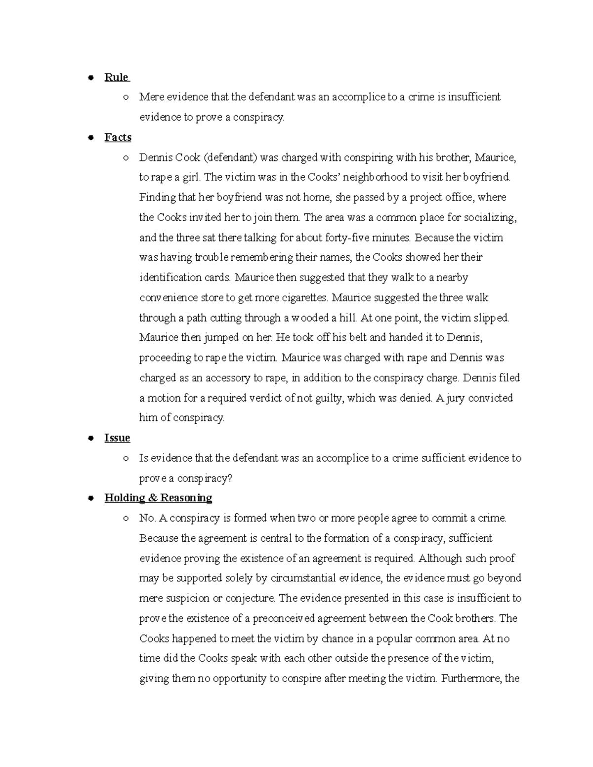 Criminal Law 2022 Commonwealth v. Cook Rule Mere evidence that the